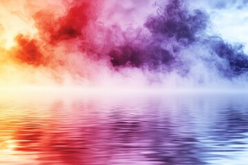 Poster - Vibrant abstract background featuring colorful smoke and water reflections creating a mesmerizing blend of hues, perfect for modern designs.