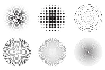 Poster - : Black and White Abstract Geometric Patterns with Dotted Rings and Symmetry, Vector Design for Digital Art