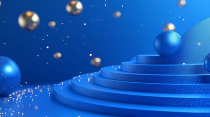 Poster - Dynamic blue sphere display abstract studio digital art creative space artistic viewpoint visual concept for engagement