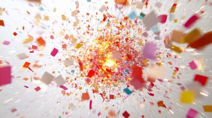Poster - Bursting colors and shapes explosion abstract art digital creation vibrant environment dynamic viewpoint creative concept