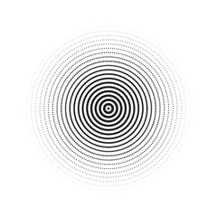 Poster - Abstract Black and White Circular Dotted Design with Concentric Rings, Vector Art for Digital Backgrounds