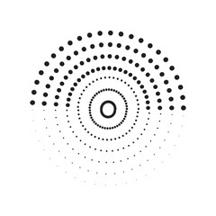 Poster - Black and White Circular Pattern with Gradual Dots Arrangement, Abstract Vector Design for Creative Backgrounds