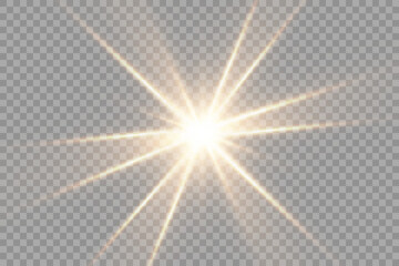 Poster - Png yellow light effect reflections, neon illumination in yellow colors. Bright light lens. Png spotlight spark. Stadium Lighting. Sunlight, Shiny stars, glowing sparks. Vector
