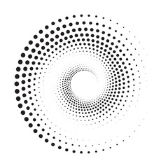 Poster -  Abstract Geometric Spiral with Dotted Circles in Black and White for Digital Art, Vector Design