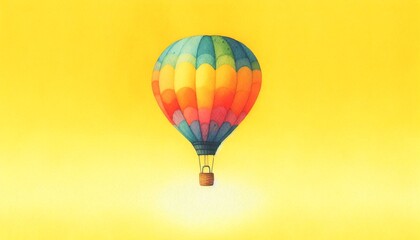 Wall Mural - colorful hot air balloon soaring against a vibrant yellow background, evoking a sense of adventure a