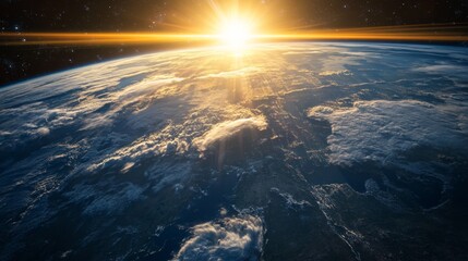 Wall Mural - sunrise over earth astronomical view of planetary beauty space scenic imagery cosmic perspective nat