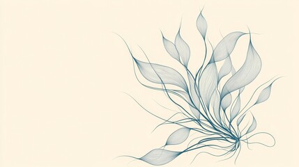 Poster - Elegant line art of organic leaves minimalist design digital illustration soft color palette abstract concept