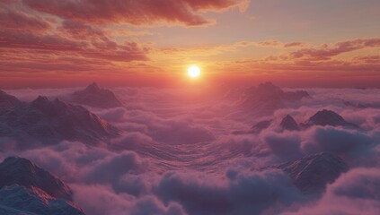 Wall Mural - beautiful, colorful sunrise with rays above the clouds. a fantastic sky full of clouds and rays.