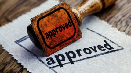 Poster - Approved stamp on document business office photography professional environment close-up view validation concept