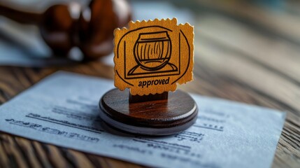 Poster - Approval stamp sealing business deal office desk photography indoor close-up professionalism
