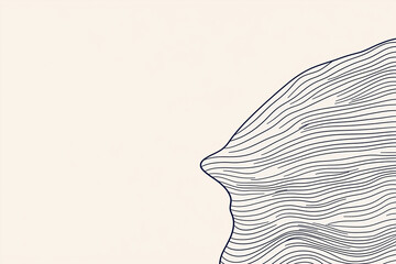 Poster - Abstract topographic line art: a minimalist illustration depicting a topographic map-like design, formed by flowing, concentric lines that give the impression of a mountain or hill.