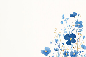 Poster - Floral Elegance: Delicate blue flowers gracefully arranged, offering a touch of serenity and natural beauty, perfect for designs.