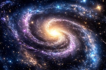 Wall Mural - stunning spiral galaxy with radiant center and bright stars in vast space