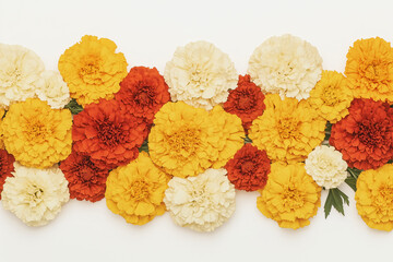 Poster - Floral Mosaic: A vibrant assortment of marigold flowers in a stunning display, each petal telling a story of life and beauty. Capturing the essence of nature's artistry. 