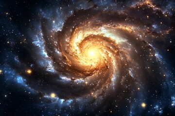 Wall Mural - spiral galaxy swirl with bright core and glittering stars in deep space