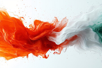 Poster - Fluid Strokes of Color: A dynamic dance of vivid colors, creating an artistic representation of the Irish flag's hues, exuding energy and artistic expression. 