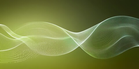Fototapete - Flowing green waves create a dynamic abstract pattern in a smooth gradient background