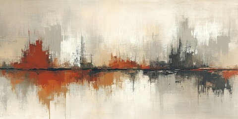Poster - Abstract painting featuring warm colors and reflections in a contemporary style