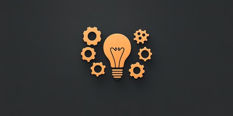 Poster - Light bulb surrounded by gears representing creativity and innovation in design and engineering for new ideas