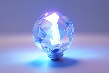 Wall Mural - a luminous diamond-shaped lightbulb glows brightly, symbolizing innovation and brilliant ideas.