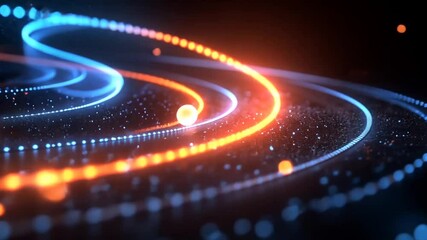 Wall Mural - Abstract Blue and Orange Glowing Particle Background