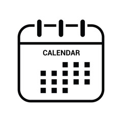 Poster - calendar vector icon in black outline, Calendar or appointment schedule flat icon. Calendar vector icon. Deadline. Date. Time, icon for apps and websites.