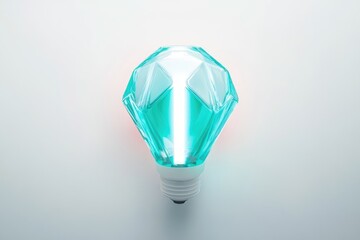 Wall Mural - a glowing teal diamond-shaped lightbulb, symbolizing innovative ideas and bright solutions.