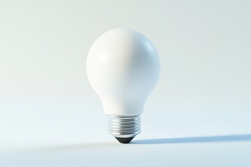Wall Mural - a single, white light bulb stands upright against a minimalist, light-blue background.