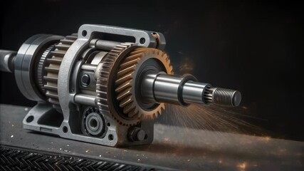 Aufkleber - A closeup of the jackhammers motor showing intricate parts and the sparks flying as it engages symbolizing power and machinery.