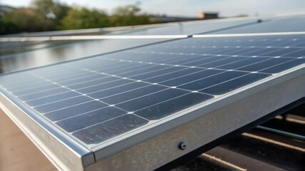 Aufkleber - A closeup on the reflective edge of a solar panel showcasing the sleek design and technology that captures solar energy effectively.