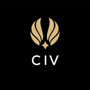 CIV creative minimalist letter logo.