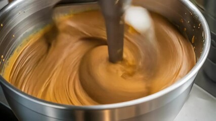 Poster - A medium closeup of a mixing machine in action with thick swirling paint being blended revealing the rich texture and sheen of industrialgrade coatings as bubbles rise to the