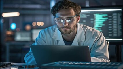 Aufkleber - A medium closeup of a technician focused on a diagnostic screen with reflected data illuminating their face indicating a blend of technology and manual labor.