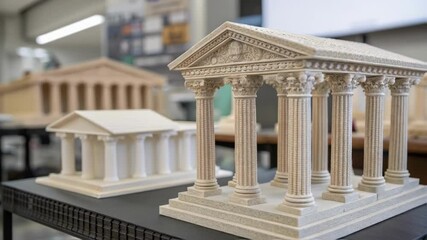 Aufkleber - A medium closeup of printed architectural elements such as columns and beams illustrating the structural capabilities and ingenuity of 3D printing in forming complex shapes.