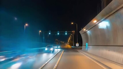Aufkleber - A medium closeup of the interior of a recently completed tunnel section showcasing the smooth walls and embedded lighting signaling the transition from construction to operational