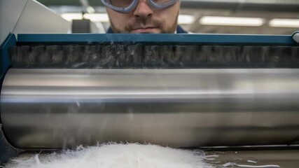 Aufkleber - A technicians safety goggles reflecting the shredder in action capturing the intensity of the operation alongside the technicians focused expression and clean work environment.
