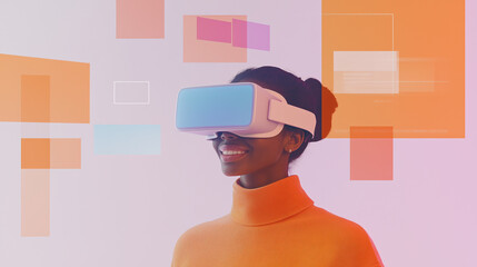 Poster - Immersive Experience: A person immersed in virtual reality, embracing the forefront of interactive technology and digital innovation.