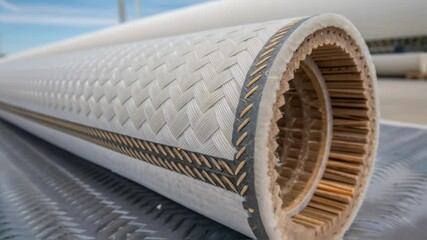 Aufkleber - Closeup of the intricate fiberreinforced structure of a wind turbine blade revealing the materials used in modern turbine construction and repair techniques.