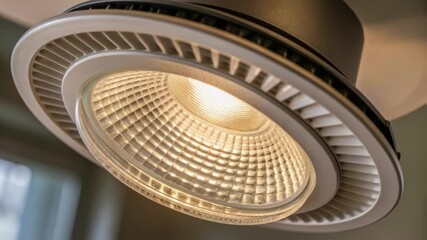 Poster - Medium closeup of an LED light diffusing lens being adjusted on a fixture capturing the intricate design and texture of the lens that softens the light.