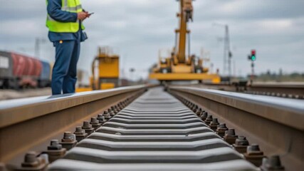 Poster - Medium CloseUp of Crane Tracks A worker inspecting the tracks of a mobile crane checking for alignment and ensuring smooth mobility and stability.