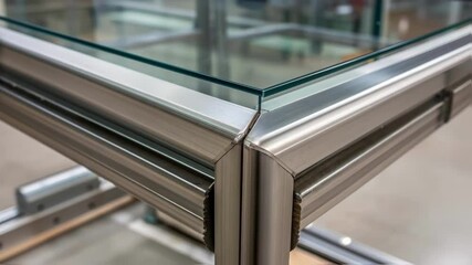 Aufkleber - A closeup focusing on the edge of a glass panel where it meets the steel illustrating the craftsmanship involved in achieving an airtight seal.