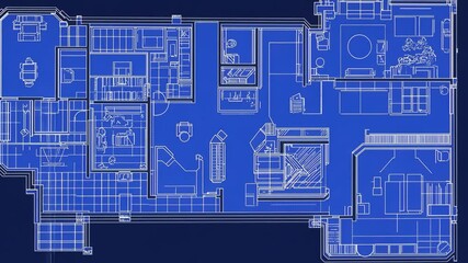 Poster - Blueprint of a Clean Architecture Floor Plan in Abstract Style Generative AI
