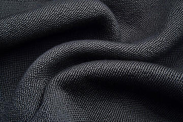 Poster - Textured Textile: A detailed shot showcasing a dynamic close-up of dark fabric. The image highlights the intricacies of the material's weave, with soft shadows adding depth. 