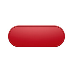 A sleek rounded red button with a glossy finish isolated on transparent background