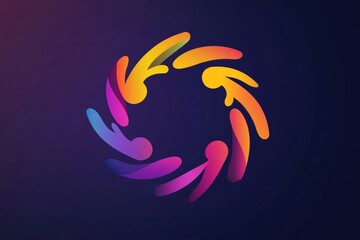Aufkleber - Human figures united in circular symbol reflecting diversity and collaboration with modern gradient design Generative AI