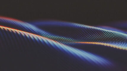 Poster - Digital Waveform Abstract: Captures the dynamic motion of light, weaving a complex network of data, perfect for visualizing modern digital concepts.