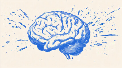 Poster - Brainstorming Visual: An artistic depiction of a human brain, symbolizing thought, intelligence, and the dynamic process of ideation with splashes. 