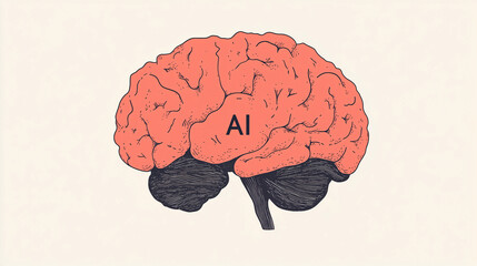 Poster - AI in Brain: A conceptual depiction of a human brain with the letters 