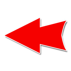 Wall Mural - red arrow on white with shadow