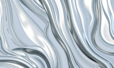 Poster - mesmerizing silver liquid texture flows gracefully, showcasing smooth, wavy patterns that evoke sense of elegance and fluidity. reflective surface captures light beautifully, creating stunning